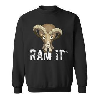Ram It Wild Buck Pun Bighorn Sheep Drawing Sweatshirt | Mazezy