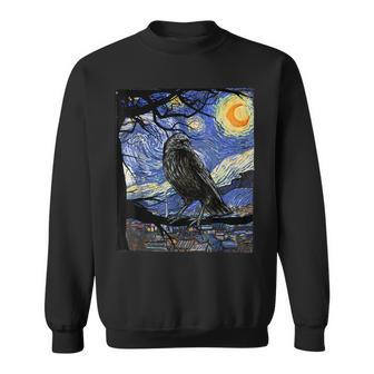 Raven Lover Art Starry Night Raven Crow Raven Sweatshirt | Mazezy
