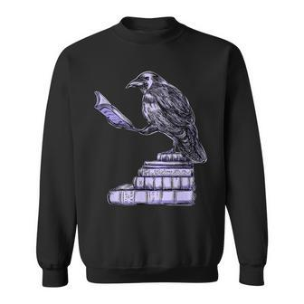 Raven Raven Reading Poetry Lover Raven Reading Funny Designs Funny Gifts Sweatshirt | Mazezy