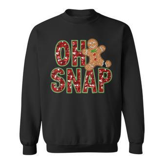 Red Cheerful Sparkly Oh Snap Gingerbread Christmas Cute Xmas Sweatshirt | Mazezy