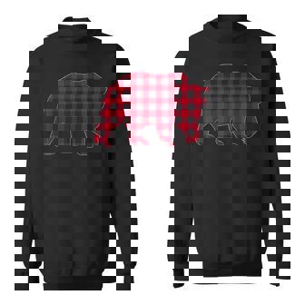 Red Plaid Bear Christmas Matching Buffalo Family Pajama Sweatshirt - Monsterry
