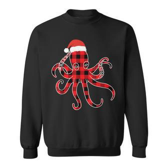 Red Plaid Octopus Pajama Family Buffalo Christmas Sweatshirt | Mazezy