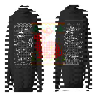 Red Plaid Rabbit Bunny Santa Ugly Christmas Sweater Pajamas Sweatshirt - Monsterry