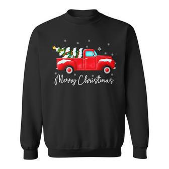 Red Truck Christmas Lights Santa Vintage Xmas Sweatshirt | Mazezy