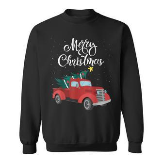 Red Vintage Truck Retro Christmas Tree Pickup Xmas Holidays Sweatshirt - Monsterry DE