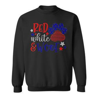 Red White And Woof Patriotic Dog Lover Usa Flag 4Th Of July Sweatshirt | Mazezy