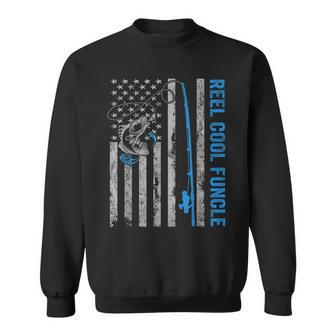 Reel Cool Funcle Fathers Day American Flag Fishing Sweatshirt | Mazezy