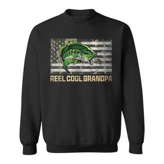 Reel Cool Grandpa Camouflage Fathers Day Fisherman Fishing Sweatshirt - Seseable