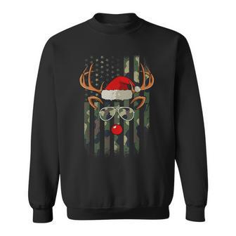 Reindeer Camo American Flag Christmas Pajama X-Mas Veteran Sweatshirt - Thegiftio UK