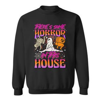Theres Some Horrors In This House Ghost Pumpkin Halloween Sweatshirt - Thegiftio UK