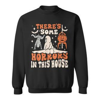 There's Some Horrors In This House Ghost Pumpkin Halloween Sweatshirt - Seseable