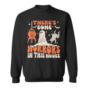 There's Some Horrors In This House Halloween Pumpkin Ghost Sweatshirt | Mazezy