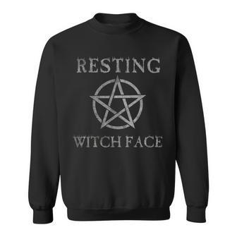 Resting Witch Face Funny Halloween Pentagram Vintage Halloween Funny Gifts Sweatshirt | Mazezy