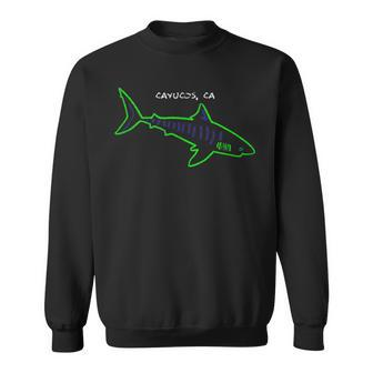 Retro 80S Style Cayucos Ca Abstract Shark Sweatshirt | Mazezy