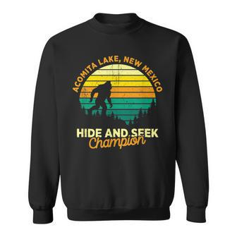 Retro Acomita Lake New Mexico Big Foot Souvenir Sweatshirt | Mazezy