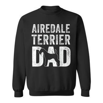 Retro Airedale Terrier Dad Papa Fathers Day Dog Silhouette Sweatshirt | Mazezy