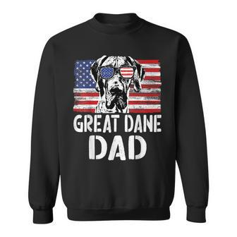 Retro American Flag Great Dane Dad Dog Gift For Fathers Day Sweatshirt | Mazezy