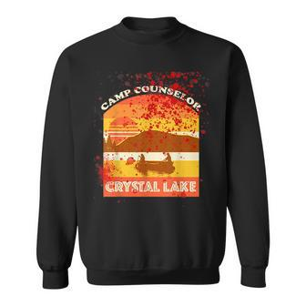 Retro Camp Counselor Crystal Lake With Blood Stains Counselor Sweatshirt | Mazezy