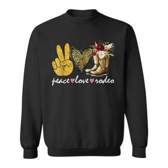 Retro Cowboy Boots Western Country Cowgirl Peace Love Rodeo Sweatshirt | Mazezy