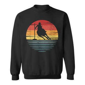 Retro Cowgirl Riding Horse Silhouette Rodeo Pole Bending Sweatshirt | Mazezy
