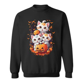 Retro Cute Cat Halloween Season Costume Night Party Sweatshirt | Mazezy