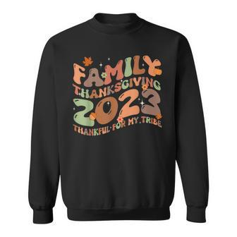 Retro Family Thanksgiving 2023 Thankful My Tribe Matching Sweatshirt - Seseable
