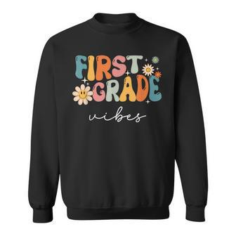 Retro First Grade Vibes 1St Grade Team First Day Of School Sweatshirt - Seseable
