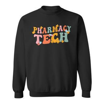 Retro Groovy Pharmacy Technician Pharmacist Pharmacy Tech Sweatshirt - Seseable