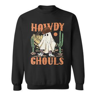 Retro Halloween Howdy Ghouls Western Boo Ghost Spooky Season Sweatshirt - Monsterry UK