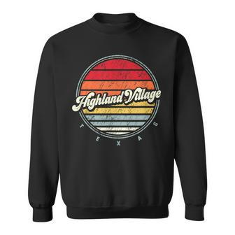Retro Highland Village Home State Cool 70S Style Sunset Sweatshirt | Mazezy
