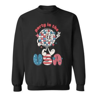 Retro Party In The Usa 4Th Of July Patriotic Disco Ball Patriotic Funny Gifts Sweatshirt | Mazezy CA