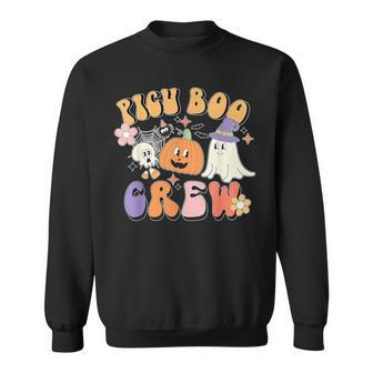 Retro Picu Boo Crew Ghost Pumpkin Halloween Costume Nursing Sweatshirt | Mazezy