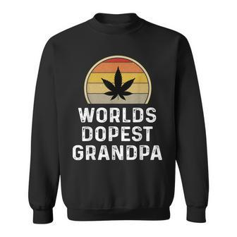 Retro Pot Leaf Funny Weed Smoker Gift Worlds Dopest Grandpa Gift For Mens Sweatshirt | Mazezy
