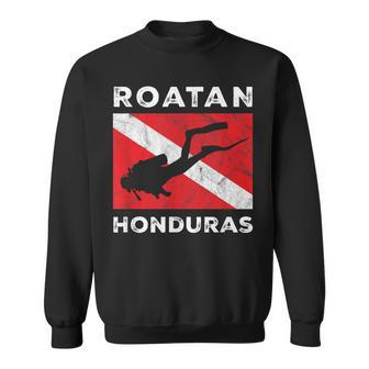 Retro Roatan Honduras Scuba Dive Vintage Dive Flag Diving Sweatshirt - Thegiftio UK