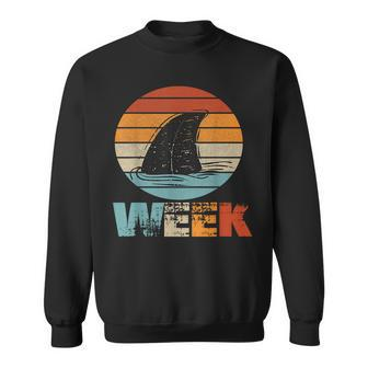 Retro Shark Fin Week 2023 Shark Lover Ocean Wildlife Summer Gifts For Shark Lovers Funny Gifts Sweatshirt | Mazezy