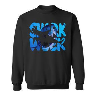 Retro Shark Ocean Biologist Animal Lover Shark Fin Week 2023 Sweatshirt - Monsterry