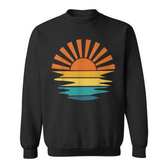 Retro Sunset Rays Wavy Vintage Retro Sunshine Sun Rays Vibes Sweatshirt - Seseable