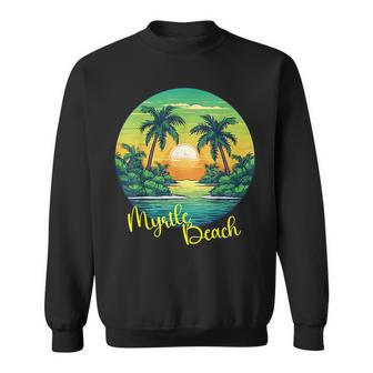 Retro Sunset South Carolina Myrtle Beach Palm Trees Sweatshirt | Mazezy
