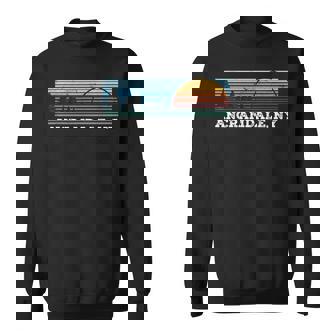 Retro Sunset Stripes Ancramdale New York Sweatshirt | Mazezy