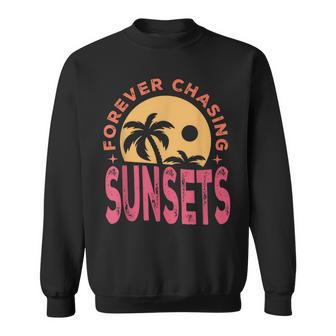 Retro Vintage Forever Chasing Sunsets Summer Vacation Outfit Vacation Funny Gifts Sweatshirt | Mazezy