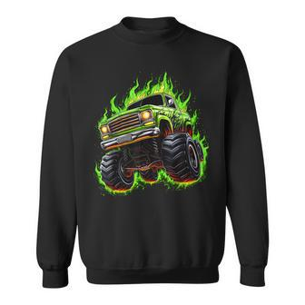 Retro Vintage Monster Truck Retro Sunset Monster Truck Boys Sweatshirt - Seseable