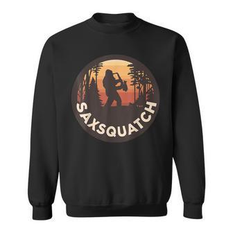 Retro Vintage Sax-Squatch Yeti Bigfoot Playing Saxophone Sweatshirt - Seseable