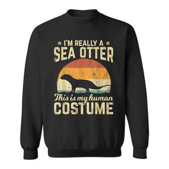 Retro Vintage Silhouette Sea Otter Halloween Costume 70S 70S Vintage Designs Funny Gifts Sweatshirt | Mazezy
