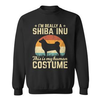 Retro Vintage Silhouette Shiba Inu Dog Halloween Costume 70S 70S Vintage Designs Funny Gifts Sweatshirt | Mazezy