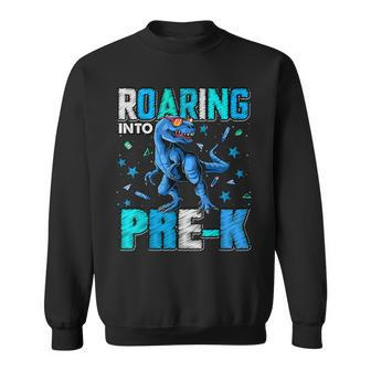 Roaring Into Pre K Dinosaur T Rex Back To School Boys Sweatshirt - Seseable