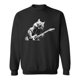 Rock Cat Playing Guitar Guitar Cat Sweatshirt - Monsterry DE