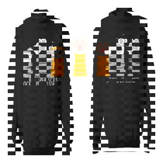 Rock Paper Scissors Hand Game Funny Cute Paw Cat Lovers Sweatshirt | Mazezy