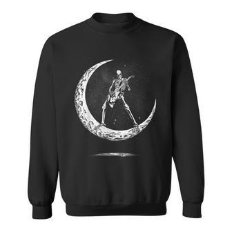 Rock On Skeleton Moon Rock And Roll Halloween Sweatshirt | Mazezy