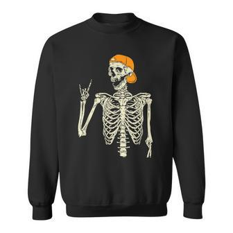 Rocker Skeleton Cap Skater Cool Halloween Punk Rock Boys Sweatshirt | Mazezy