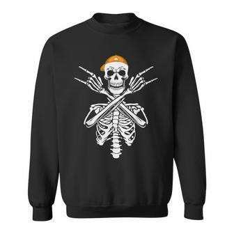 Rocker Skeleton Cap Skater Halloween Hand Rock Boys Sweatshirt | Mazezy